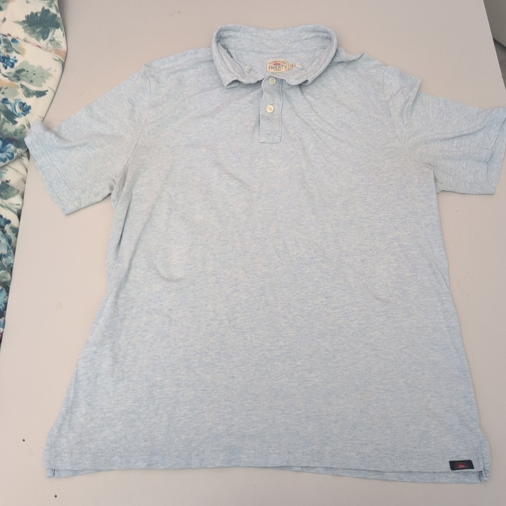 Faherty Light Blue Heather Polo Shirt